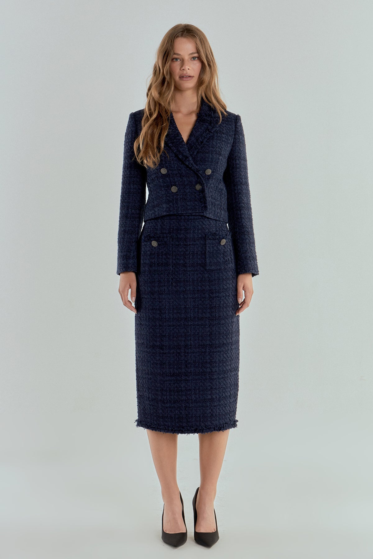 ENDLESS ROSE - Boucle Tweed Double Breast Jacket - JACKETS available at Objectrare