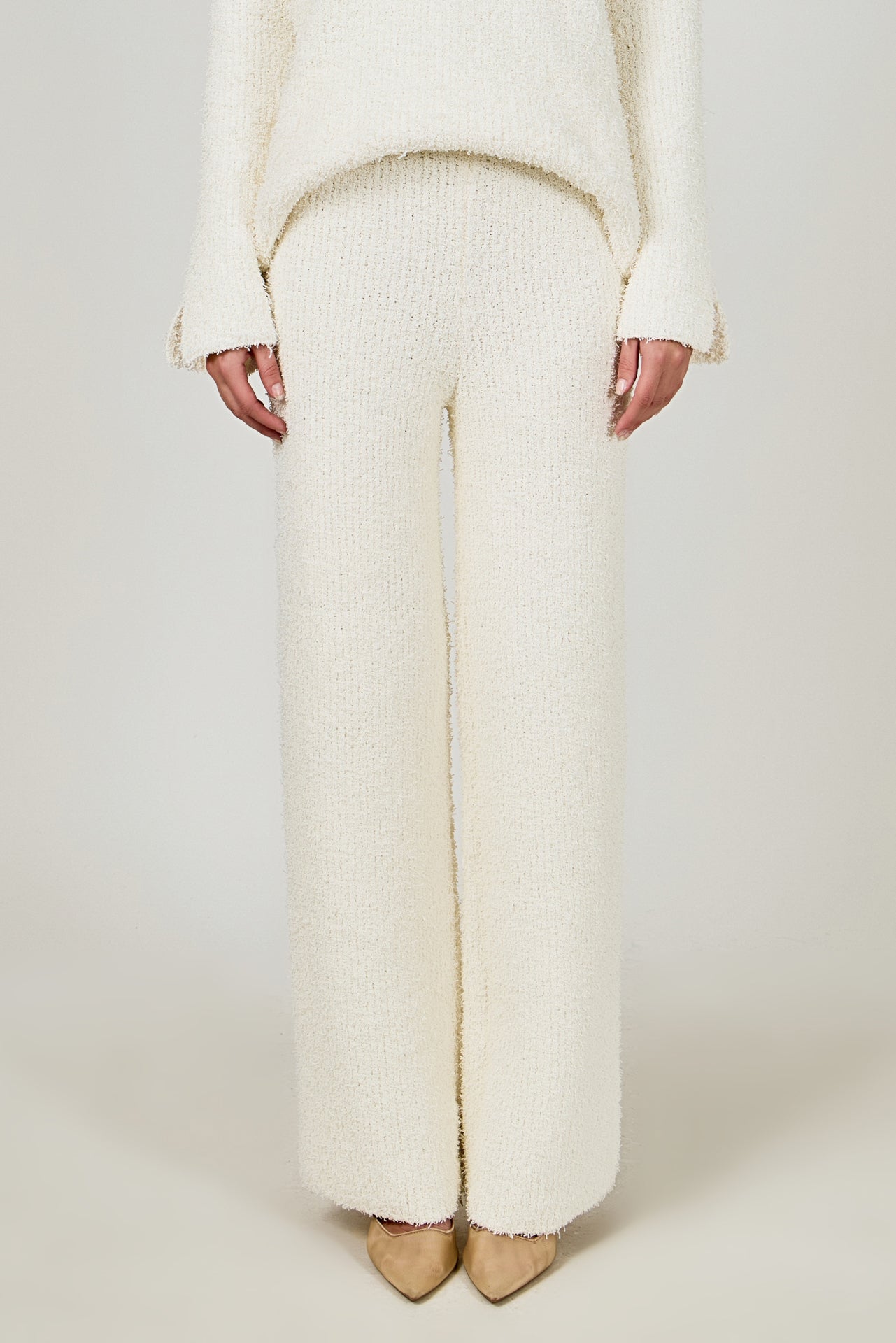 ENDLESS ROSE - Textured Fuzzy Knit Pants - PANTS available at Objectrare