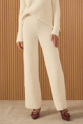 ENDLESS ROSE - Textured Fuzzy Knit Pants - PANTS available at Objectrare