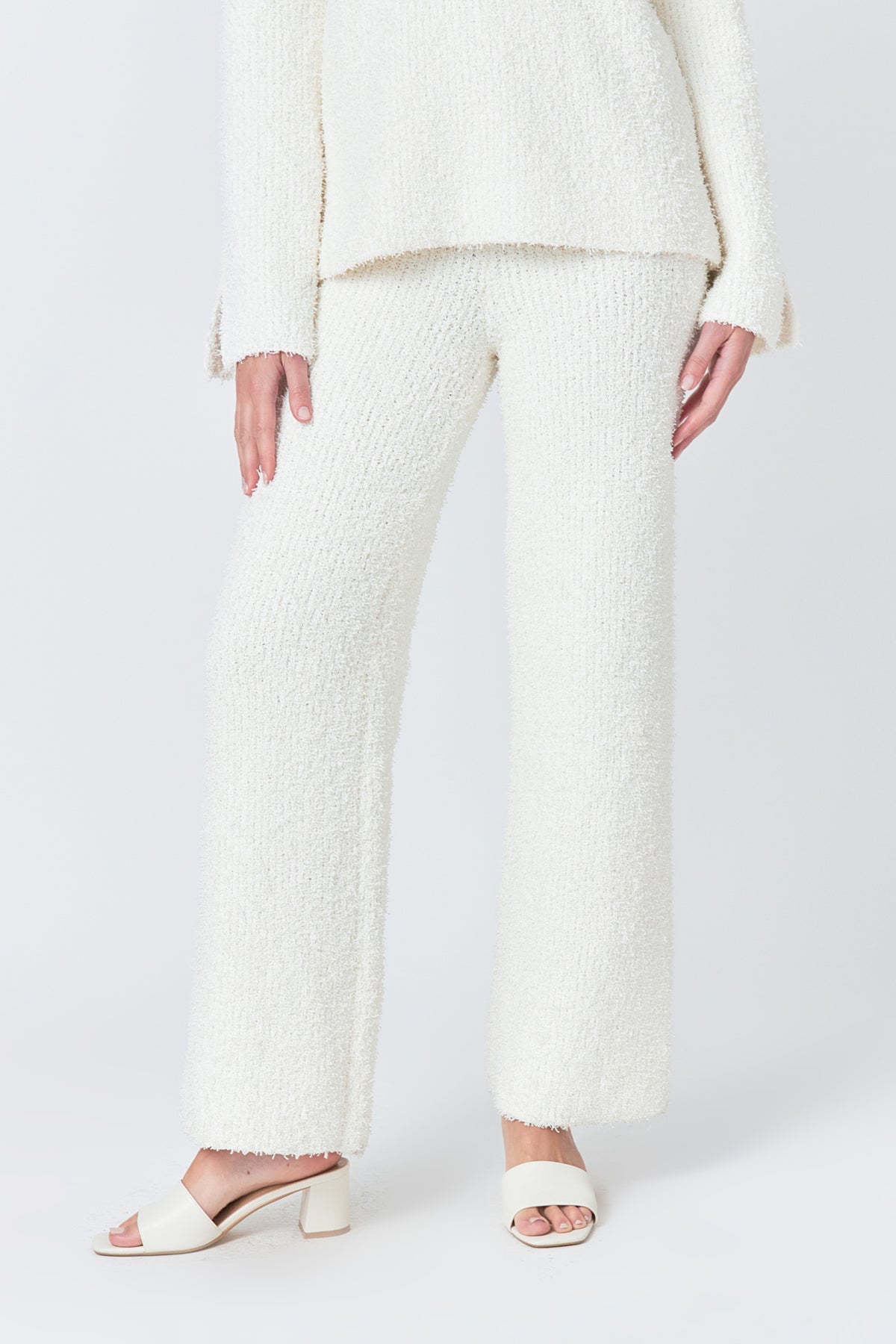 ENDLESS ROSE - Textured Fuzzy Knit Pants - PANTS available at Objectrare