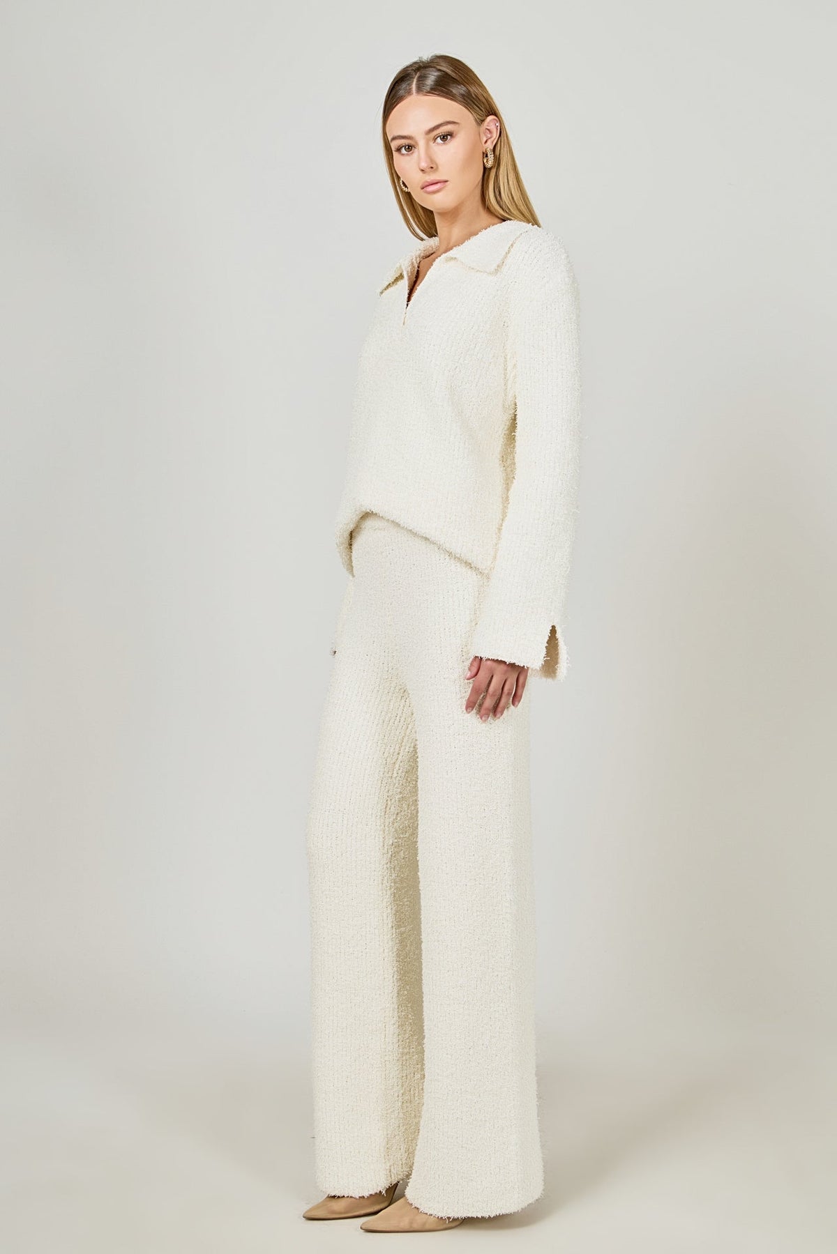 ENDLESS ROSE - Textured Fuzzy Knit Pants - PANTS available at Objectrare