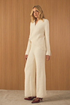 ENDLESS ROSE - Textured Fuzzy Collared Sweater - SWEATERS & KNITS available at Objectrare