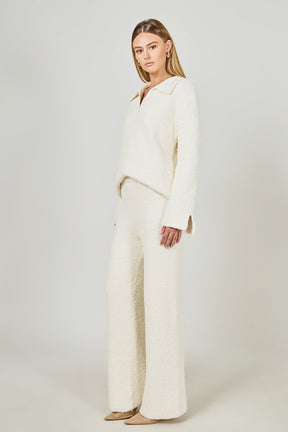 ENDLESS ROSE - Textured Fuzzy Collared Sweater - SWEATERS & KNITS available at Objectrare