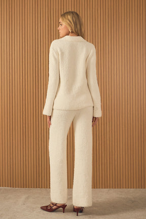ENDLESS ROSE - Textured Fuzzy Collared Sweater - SWEATERS & KNITS available at Objectrare