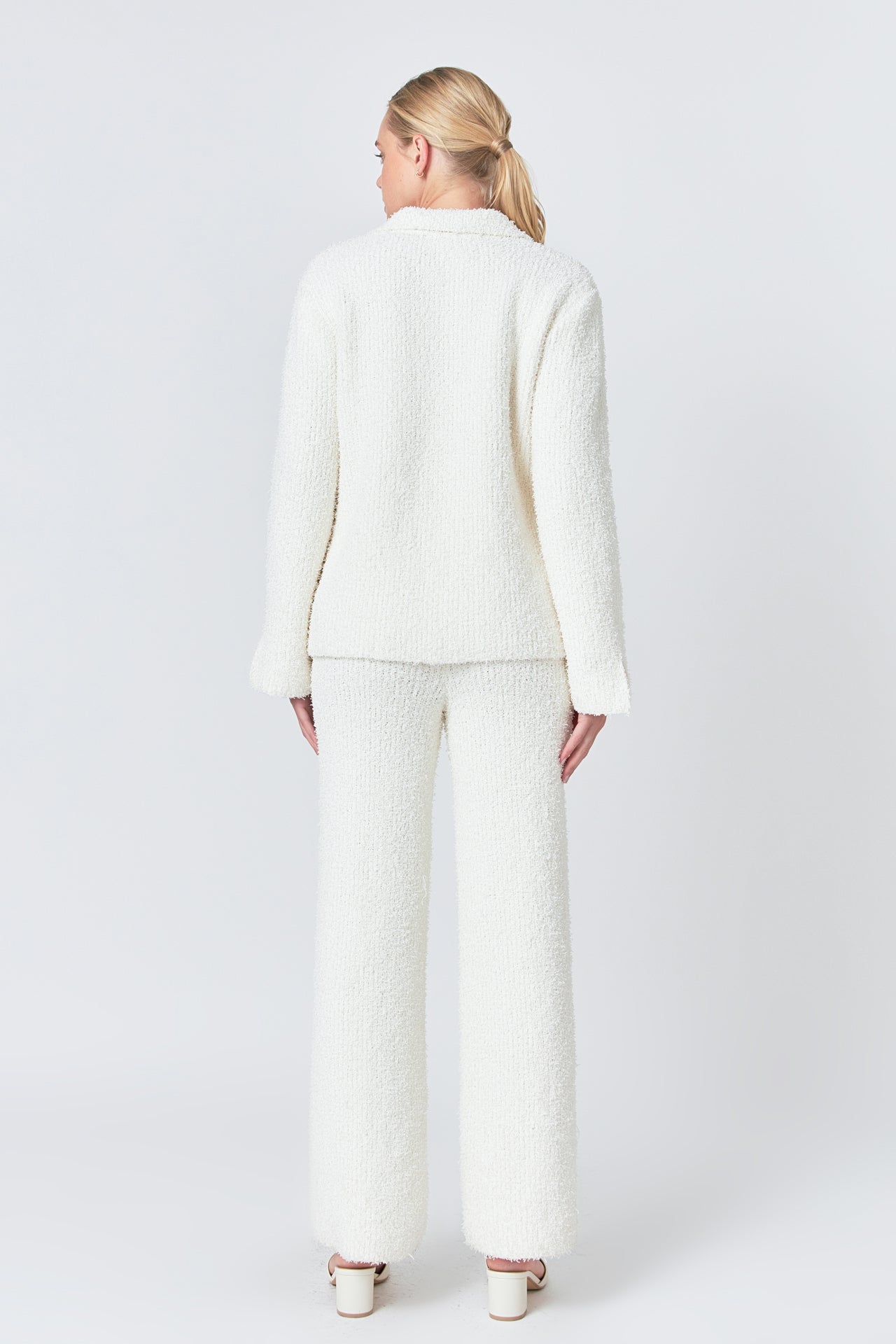 ENDLESS ROSE - Textured Fuzzy Collared Sweater - SWEATERS & KNITS available at Objectrare