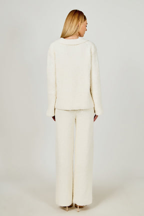 ENDLESS ROSE - Textured Fuzzy Collared Sweater - SWEATERS & KNITS available at Objectrare