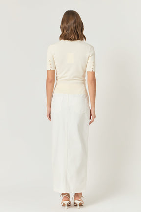 ENDLESS ROSE - Jewel Trim Half Sleeve Top - SWEATERS & KNITS available at Objectrare