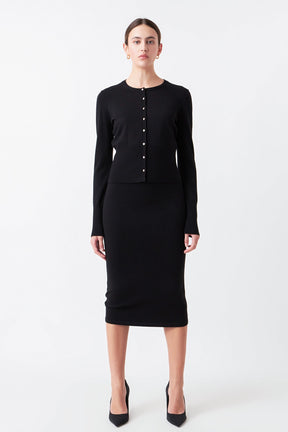 ENDLESS ROSE - Jewel Embellished Sweater Cardigan - SWEATERS & KNITS available at Objectrare