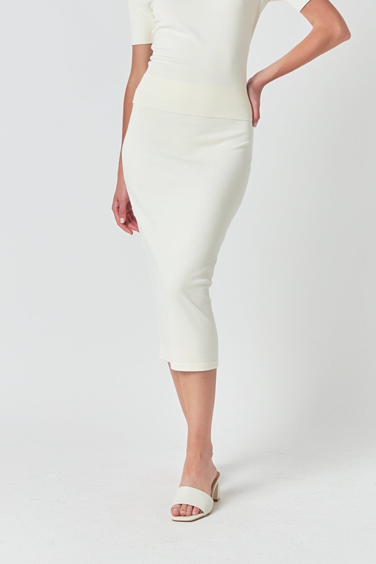 ENDLESS ROSE - Solid Knit Midi Skirt - SKIRTS available at Objectrare