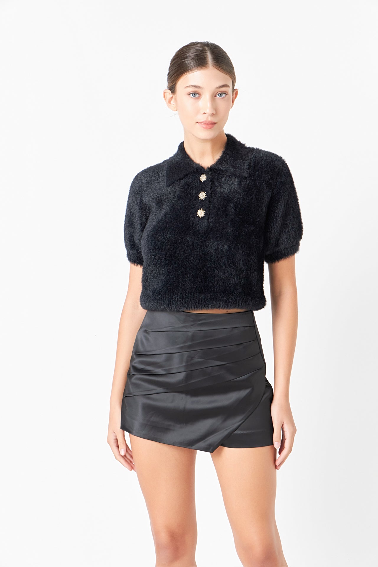 ENDLESS ROSE - Fuzzy Jewel Sweater Top - SWEATERS & KNITS available at Objectrare