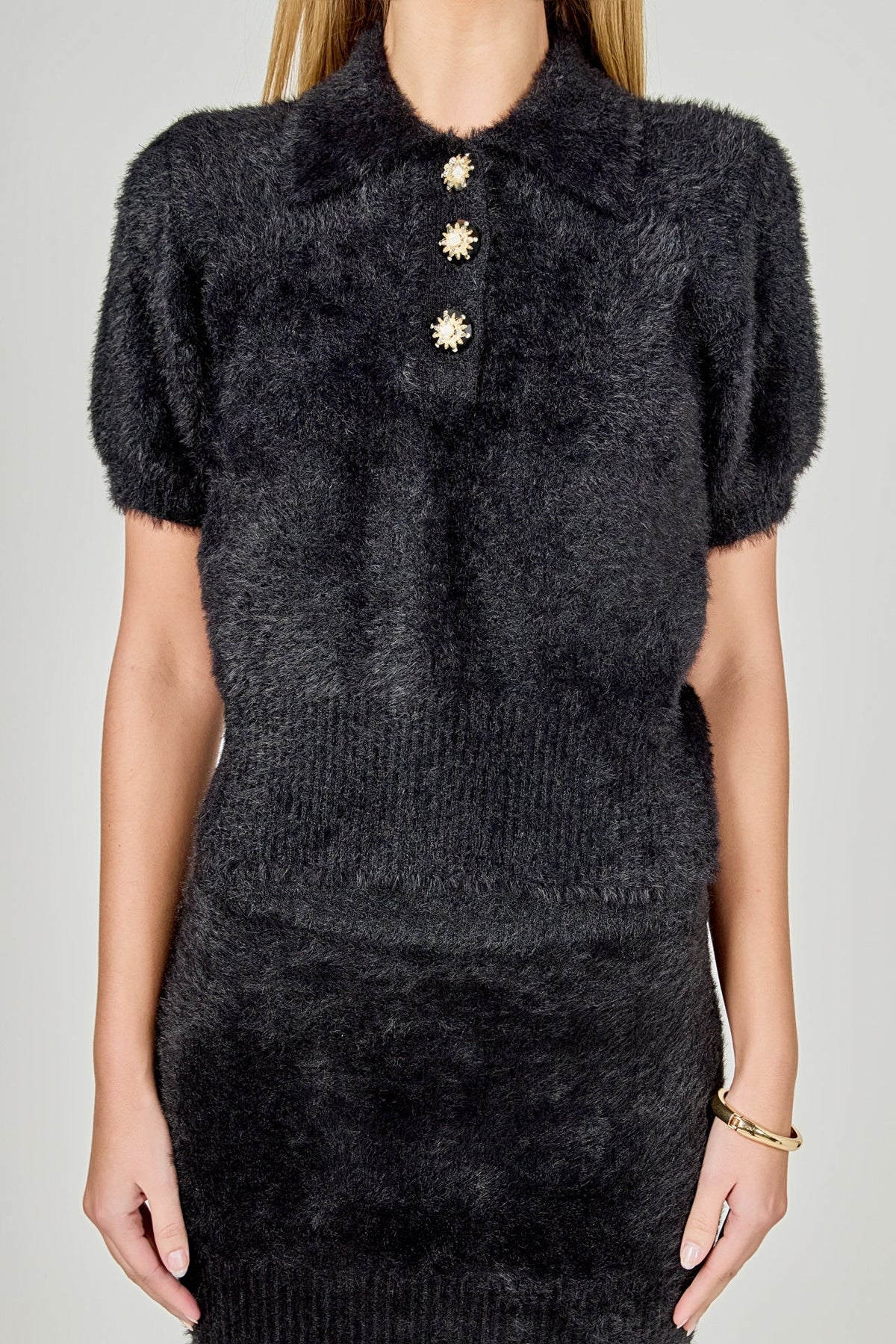 ENDLESS ROSE - Fuzzy Jewel Sweater Top - SWEATERS & KNITS available at Objectrare