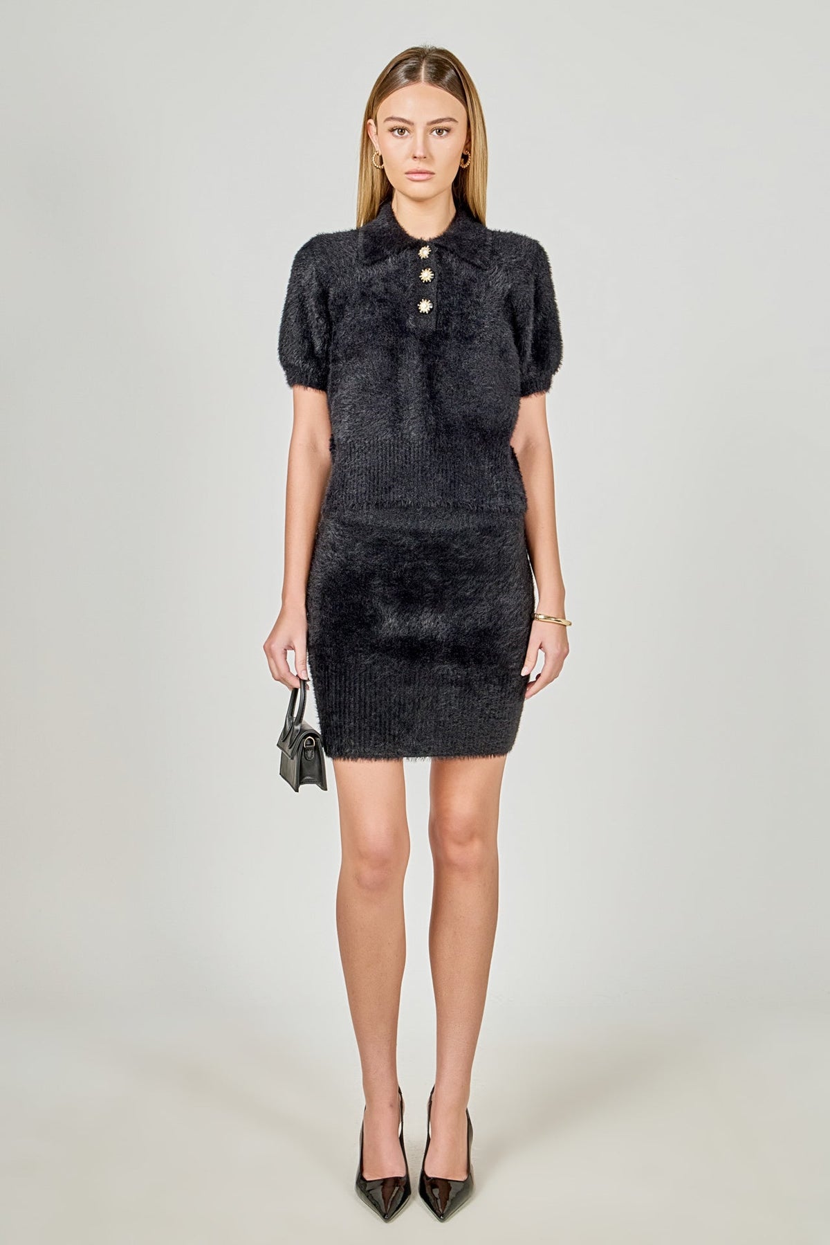 ENDLESS ROSE - Fuzzy Jewel Sweater Top - SWEATERS & KNITS available at Objectrare