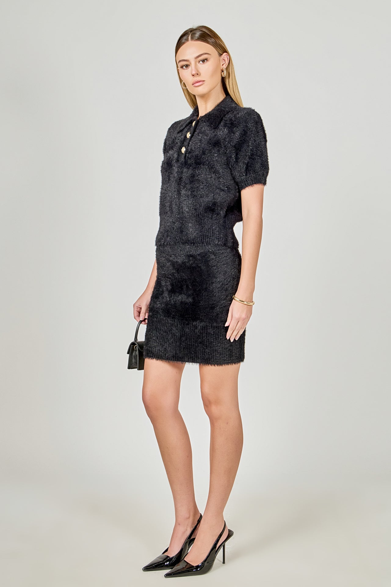 ENDLESS ROSE - Fuzzy Jewel Sweater Top - SWEATERS & KNITS available at Objectrare