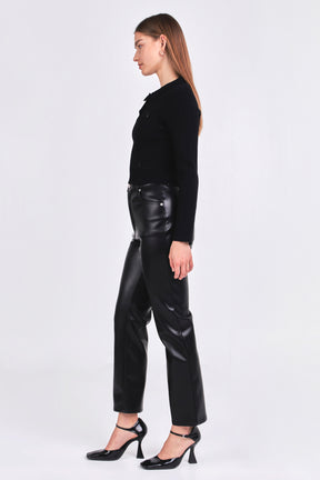 ENDLESS ROSE - Jewel Buttoned Knit Long Sleeve Top - TOPS available at Objectrare