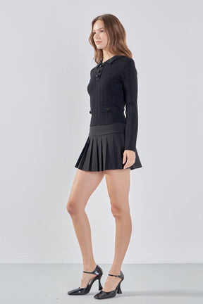 ENDLESS ROSE - Jewel Buttoned Knit Long Sleeve Top - TOPS available at Objectrare