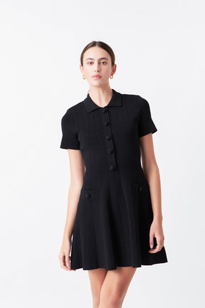 ENDLESS ROSE - Jewel Buttoned Knit Mini Dress - DRESSES available at Objectrare