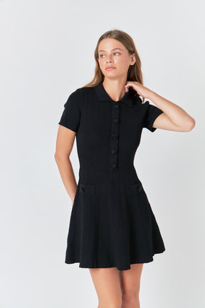 ENDLESS ROSE - Jewel Buttoned Knit Mini Dress - DRESSES available at Objectrare