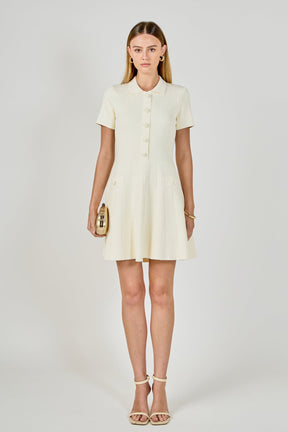 ENDLESS ROSE - Gemma Jeweled Buttoned Knit Mini dress - DRESSES available at Objectrare
