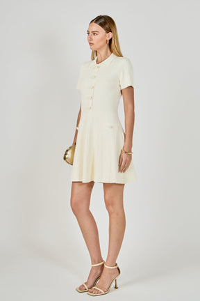 ENDLESS ROSE - Gemma Jeweled Buttoned Knit Mini dress - DRESSES available at Objectrare