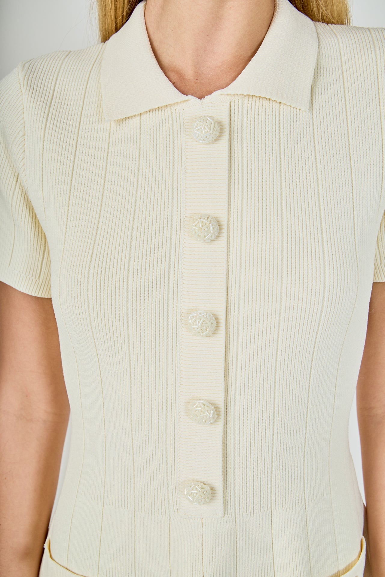 ENDLESS ROSE - Gemma Jeweled Buttoned Knit Mini dress - DRESSES available at Objectrare