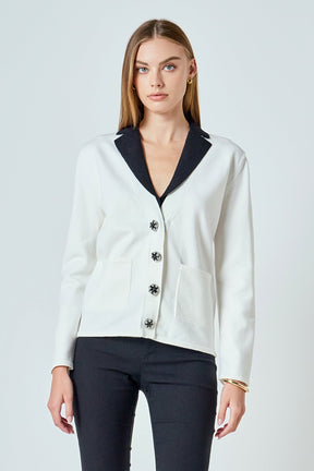 ENDLESS ROSE - Premium Jewel Knit Blazer Cardigan - SWEATERS & KNITS available at Objectrare