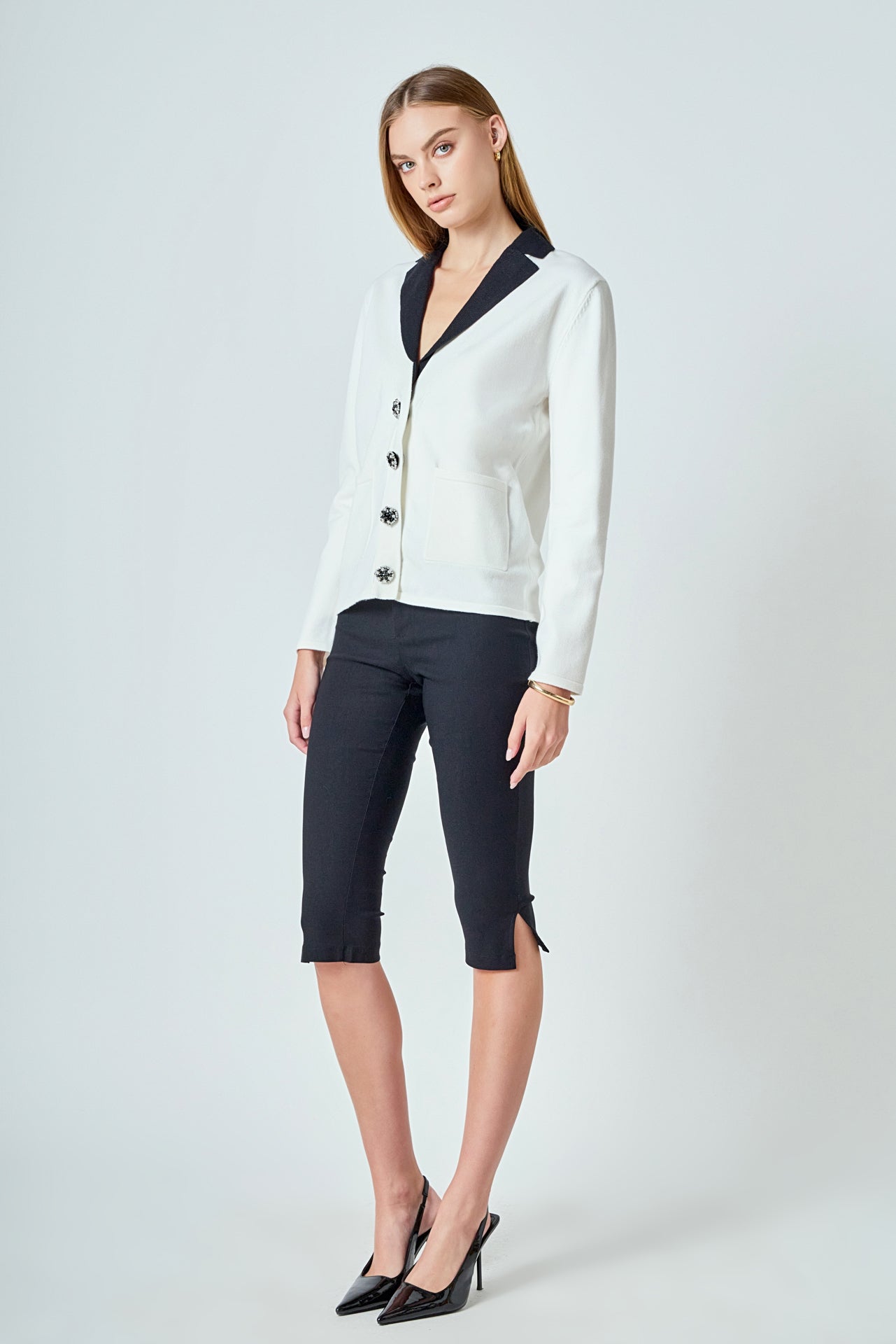 ENDLESS ROSE - Premium Jewel Knit Blazer Cardigan - SWEATERS & KNITS available at Objectrare