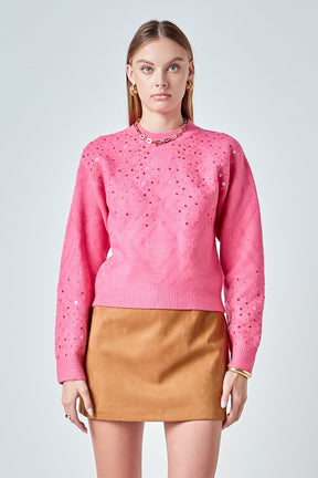 ENDLESS ROSE - Sequins Knit Sweater - SWEATERS & KNITS available at Objectrare