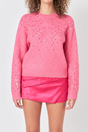 ENDLESS ROSE - Sequins Knit Sweater - SWEATERS & KNITS available at Objectrare
