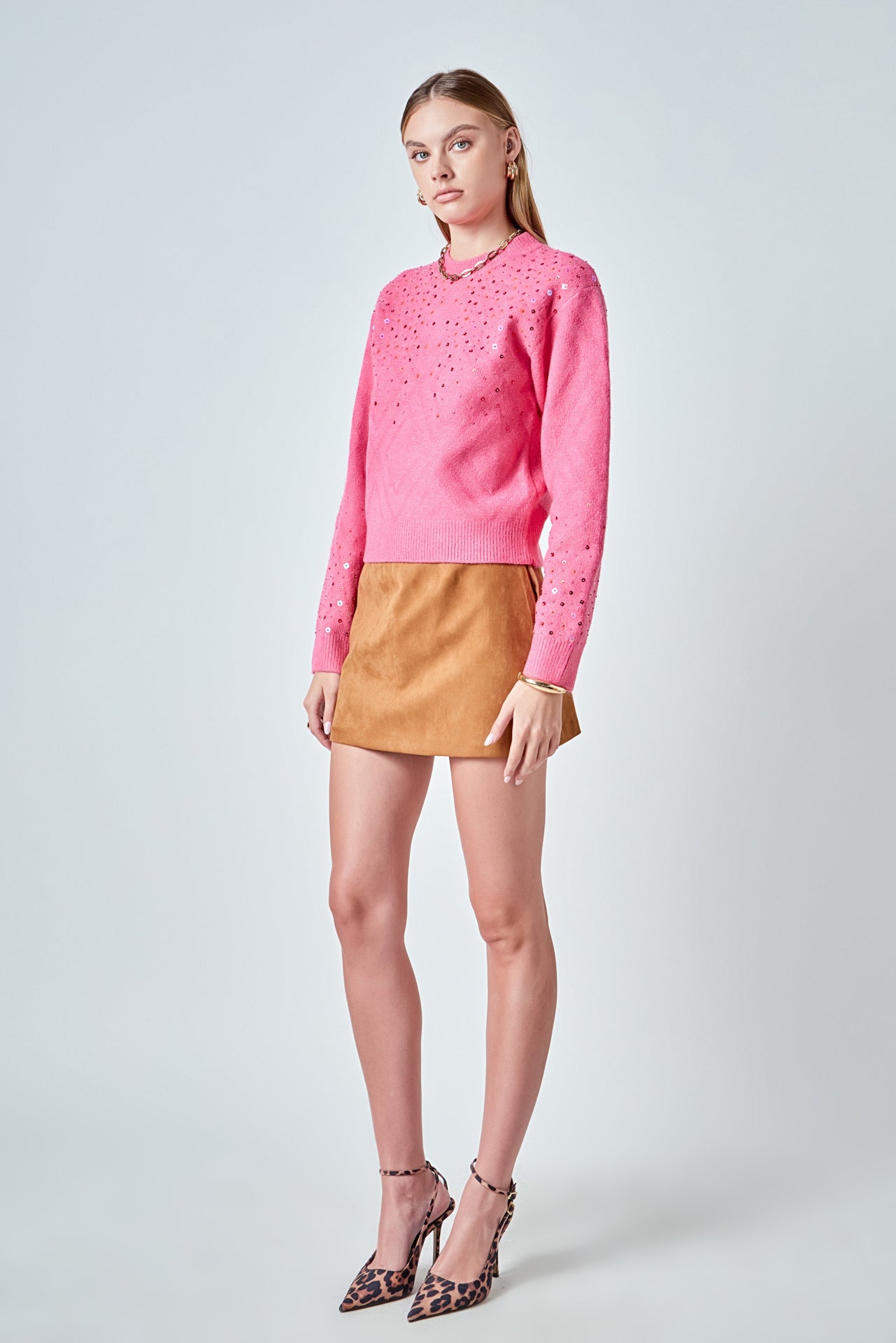 ENDLESS ROSE - Sequins Knit Sweater - SWEATERS & KNITS available at Objectrare