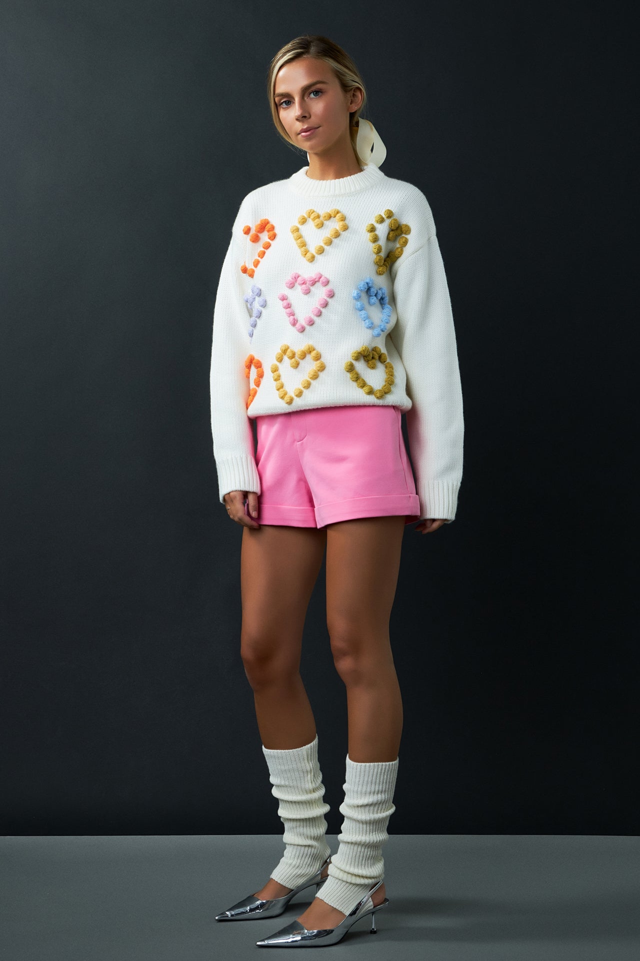 ENGLISH FACTORY - English Factory - Multicolor Heart Pom Sweater - SWEATERS & KNITS available at Objectrare