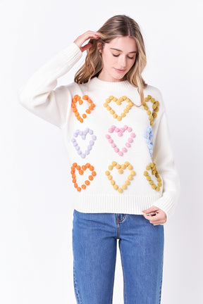 ENGLISH FACTORY - Heart pom Sweater - SWEATERS & KNITS available at Objectrare