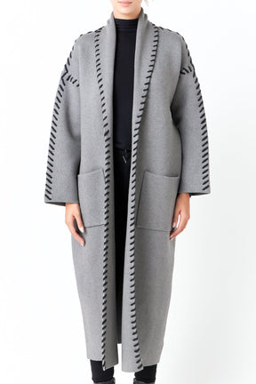 ENDLESS ROSE - Whip Stitched Long Knit Cardigan - SWEATERS & KNITS available at Objectrare