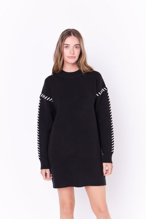ENGLISH FACTORY - Whip Stitched Knit Mini Dress - DRESSES available at Objectrare