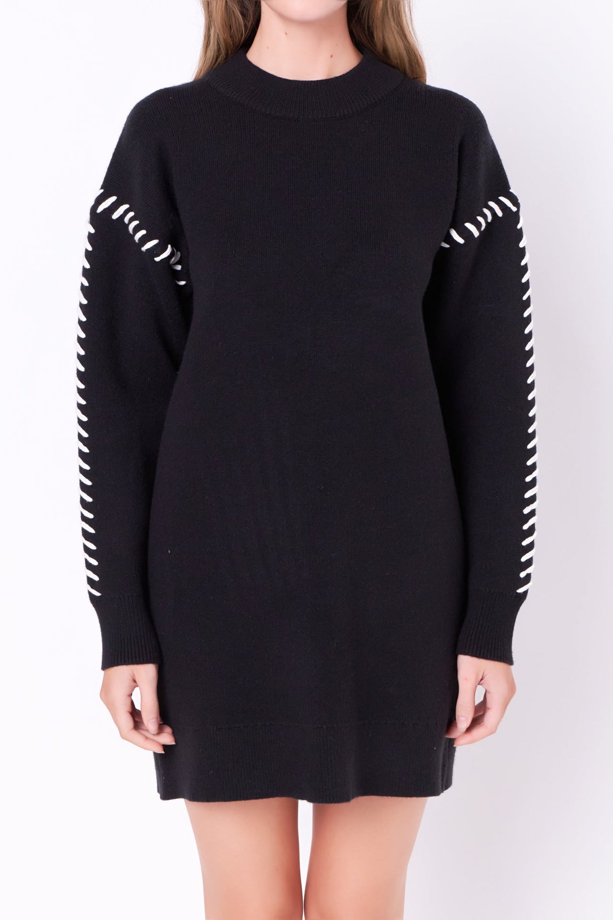 ENGLISH FACTORY - Whip Stitched Knit Mini Dress - DRESSES available at Objectrare