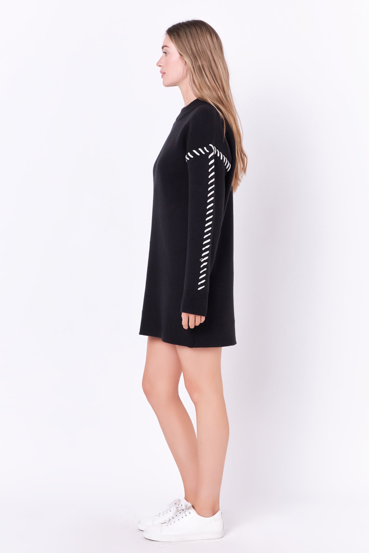 ENGLISH FACTORY - Whip Stitched Knit Mini Dress - DRESSES available at Objectrare