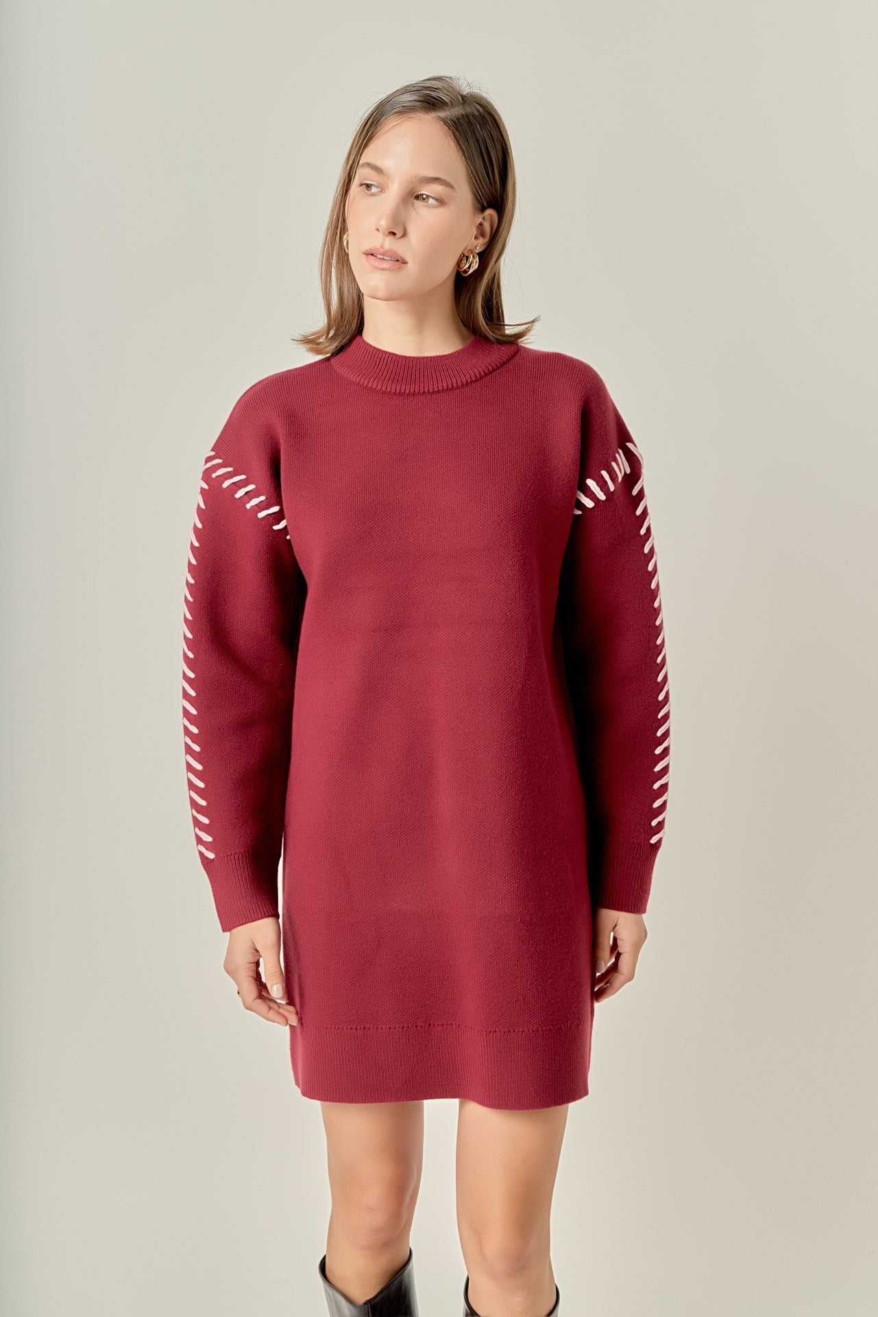 ENGLISH FACTORY - Whip Stitched Knit Mini Dress - DRESSES available at Objectrare