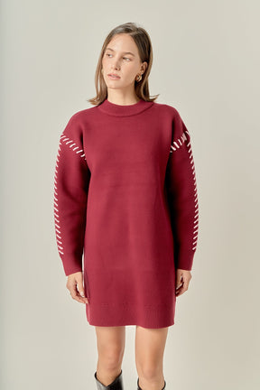 ENGLISH FACTORY - Whip Stitched Knit Mini Dress - DRESSES available at Objectrare