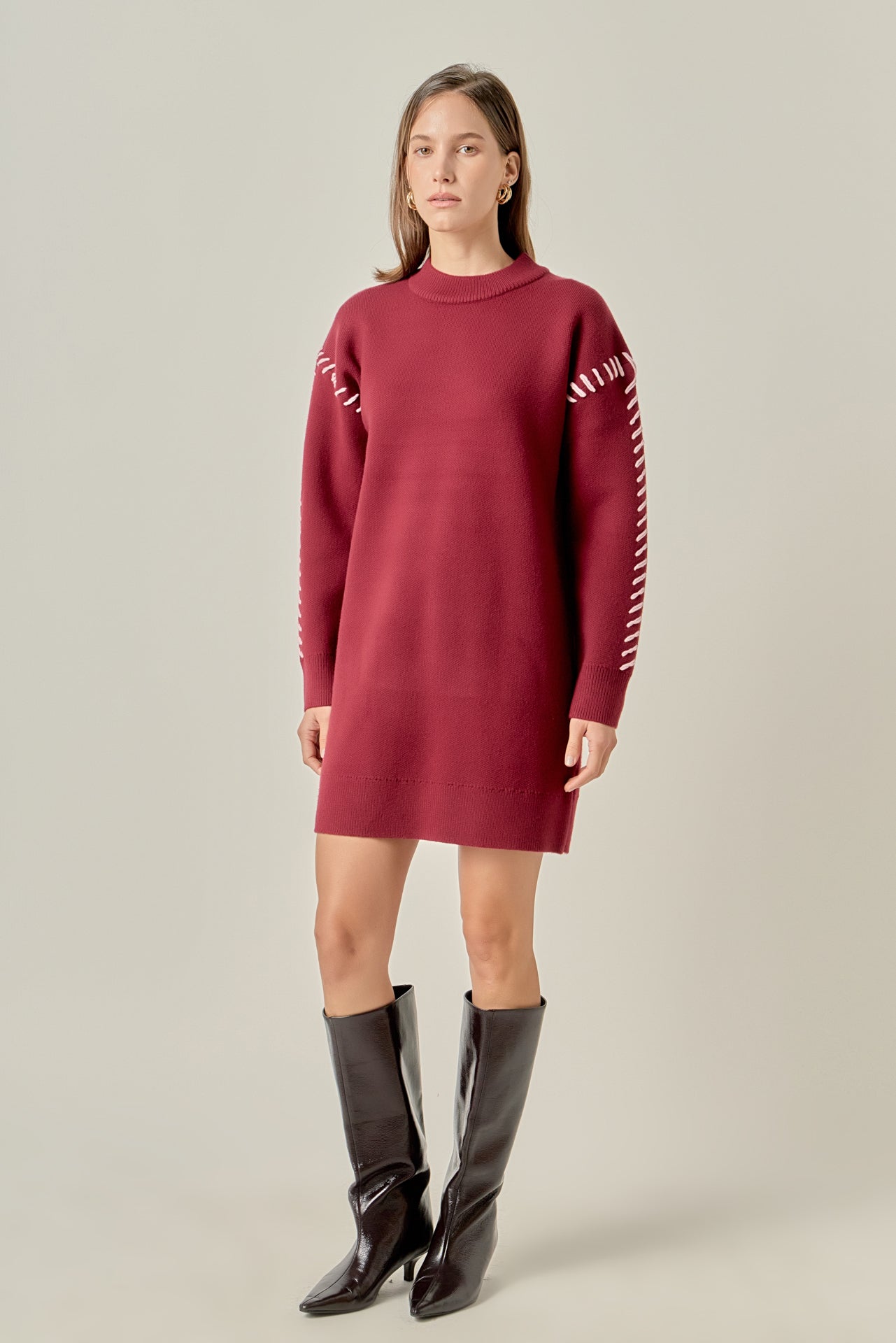 ENGLISH FACTORY - Whip Stitched Knit Mini Dress - DRESSES available at Objectrare