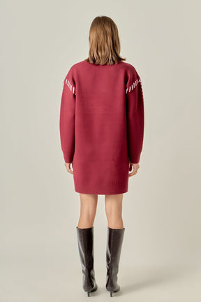 ENGLISH FACTORY - Whip Stitched Knit Mini Dress - DRESSES available at Objectrare