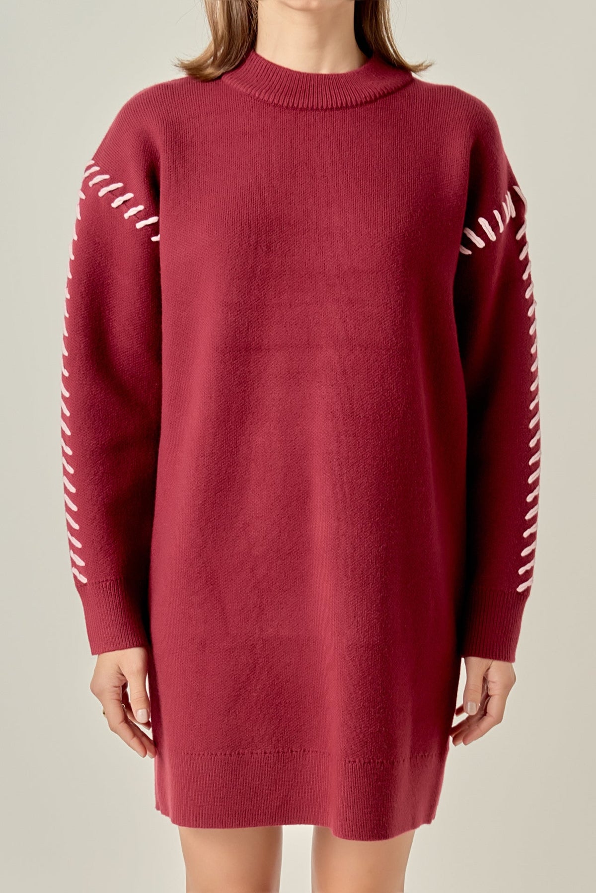 Whip Stitched Knit Mini Dress