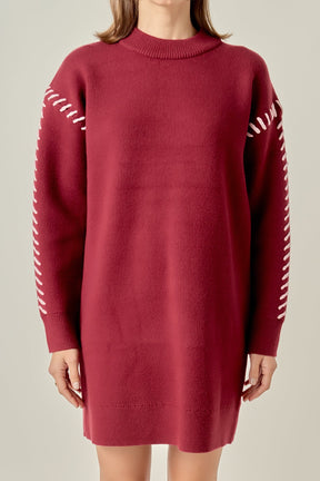 ENGLISH FACTORY - Whip Stitched Knit Mini Dress - DRESSES available at Objectrare