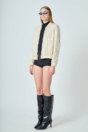 ENDLESS ROSE - Sequins Bomber Jacket - OUTERWEAR available at Objectrare