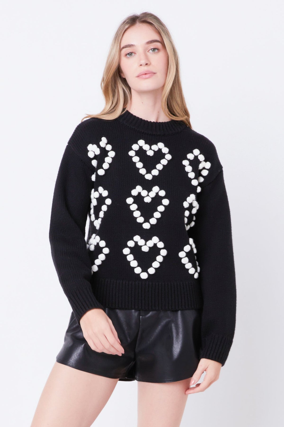 ENGLISH FACTORY - Heart Pom Sweater - SWEATERS & KNITS available at Objectrare