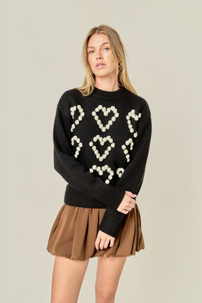 ENGLISH FACTORY - Heart Pom Sweater - SWEATERS & KNITS available at Objectrare