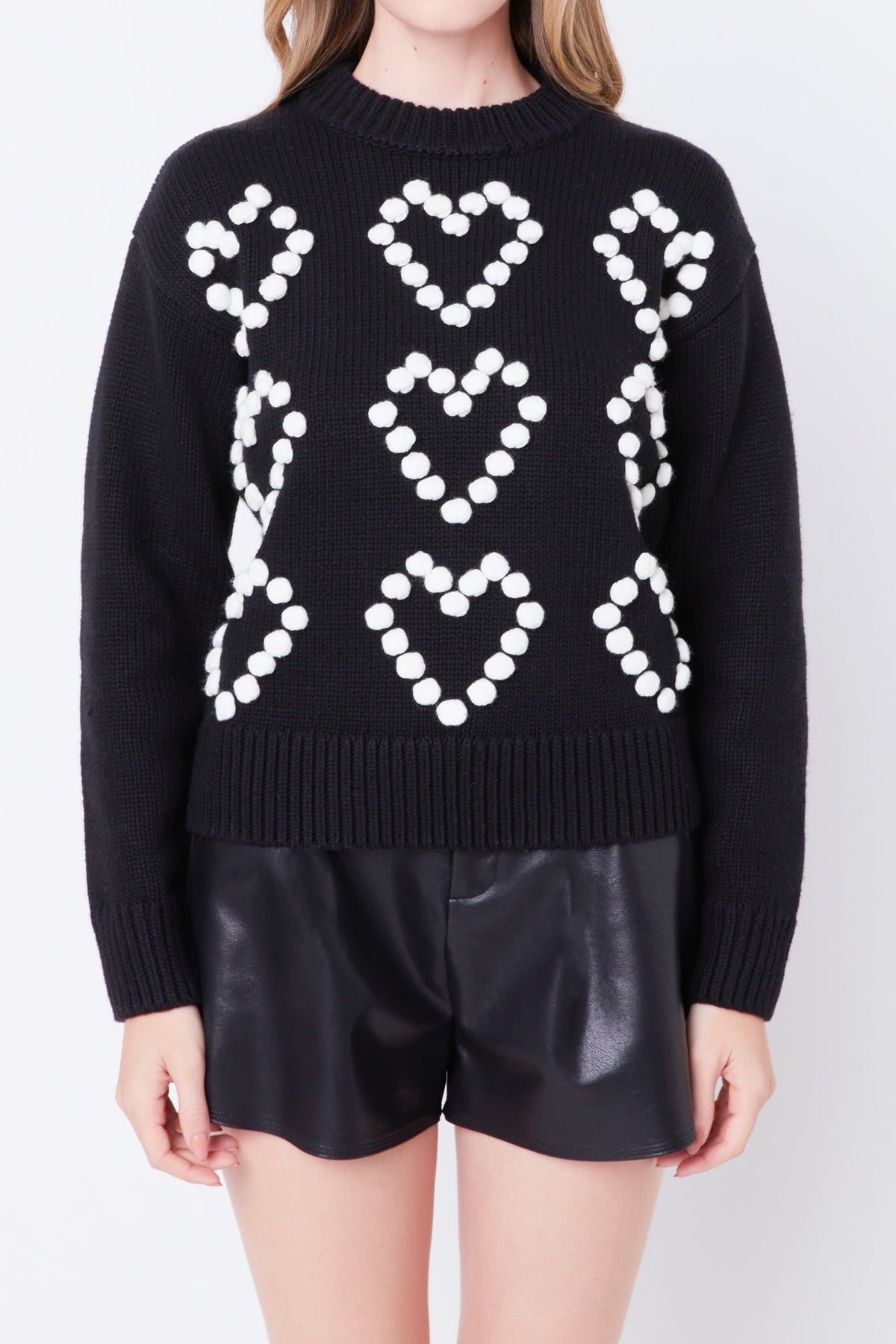 ENGLISH FACTORY - Heart Pom Sweater - SWEATERS & KNITS available at Objectrare