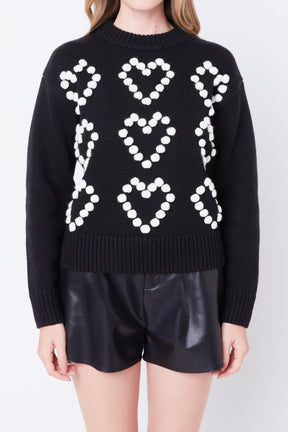 ENGLISH FACTORY - Heart Pom Sweater - SWEATERS & KNITS available at Objectrare