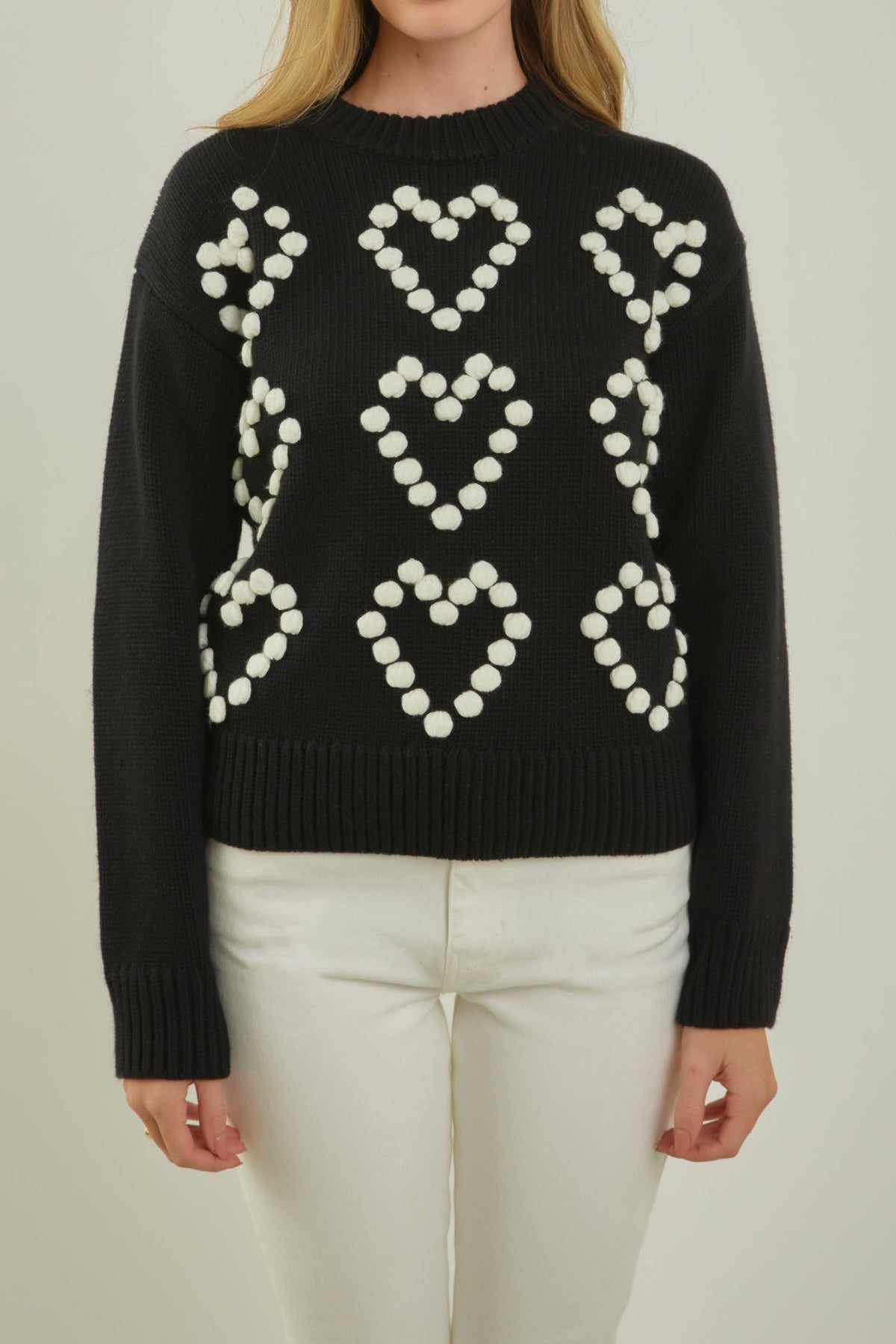 ENGLISH FACTORY - Heart Pom Sweater - SWEATERS & KNITS available at Objectrare