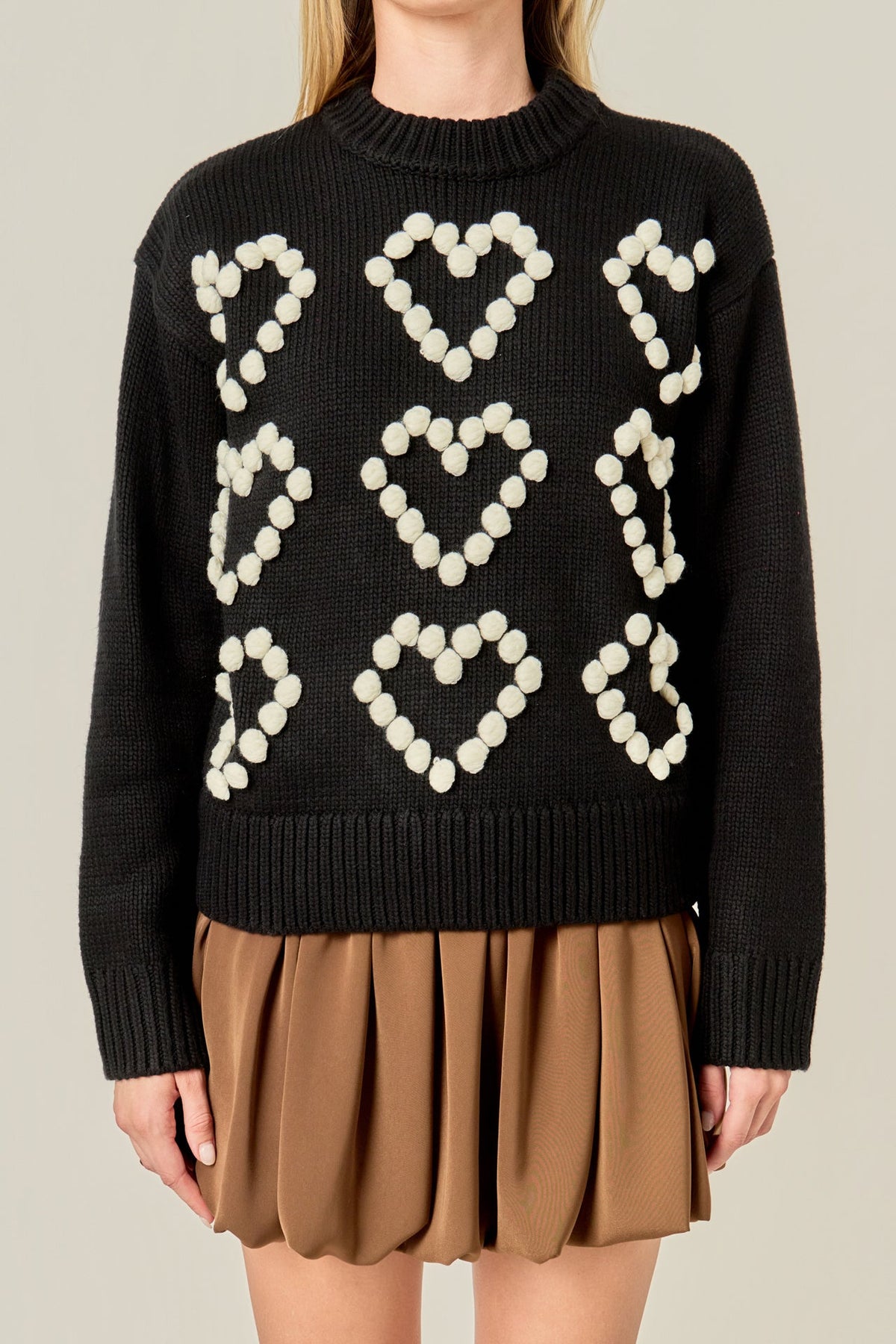 ENGLISH FACTORY - Heart Pom Sweater - SWEATERS & KNITS available at Objectrare