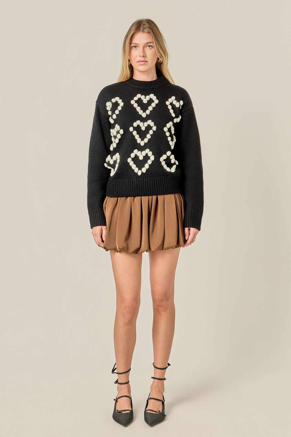 ENGLISH FACTORY - Heart Pom Sweater - SWEATERS & KNITS available at Objectrare