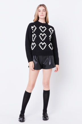 ENGLISH FACTORY - Heart Pom Sweater - SWEATERS & KNITS available at Objectrare